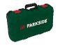 Zielona skrzynka na narzędzia Parkside.