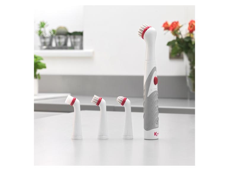 Elektryczna szczotka do czyszczenia Klean Kanteen z różnymi końcówkami.