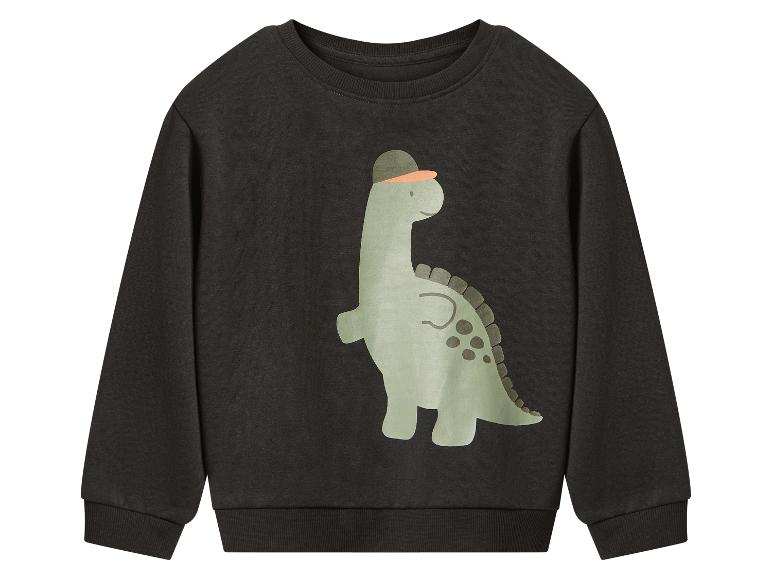 Ciemnoszara bluza z nadrukiem zielonego dinozaura w czapce
