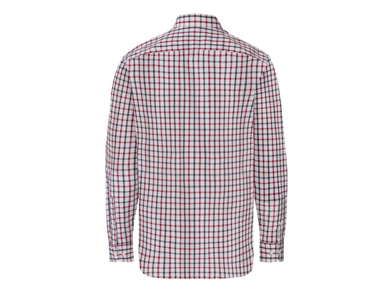 Pełny ekran: NOBEL LEAGUE® Koszula biznesowa męska z bawełny, slim fit, czerwono-biała w kratkę - zdjęcie 2