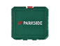 Zielona skrzynka narzędziowa Parkside.