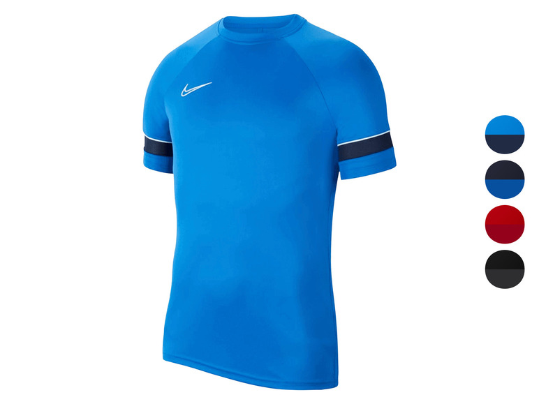 Niebieska koszulka Nike z białym logo i czarnymi akcentami