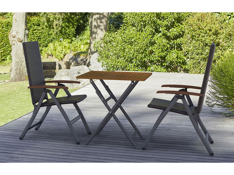 Pełny ekran: LIVARNO home Zestaw plecionych mebli ogrodowych Valencia (stolik składany + 2 fotele składane), brązowy - zdjęcie 1