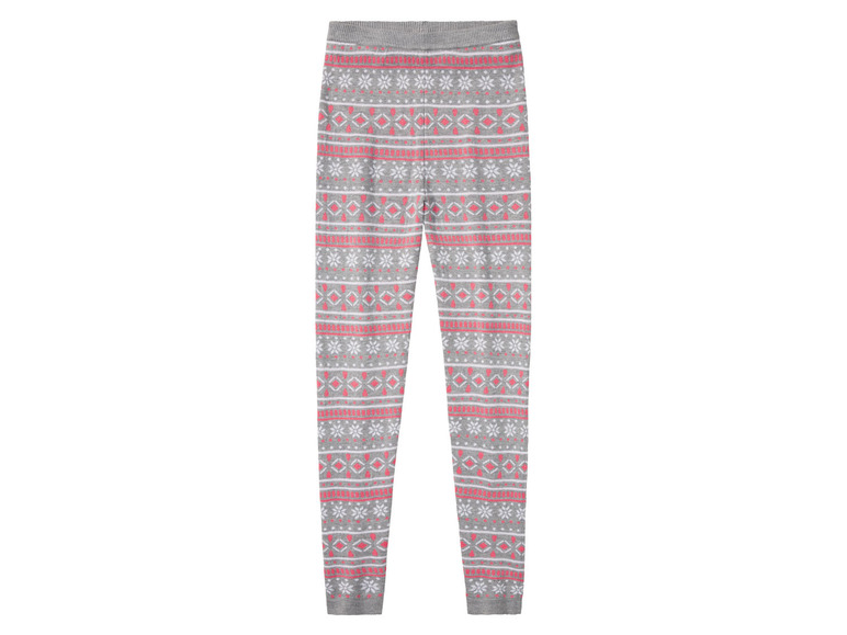 Szare legginsy z zimowym wzorem w kolorze różowym