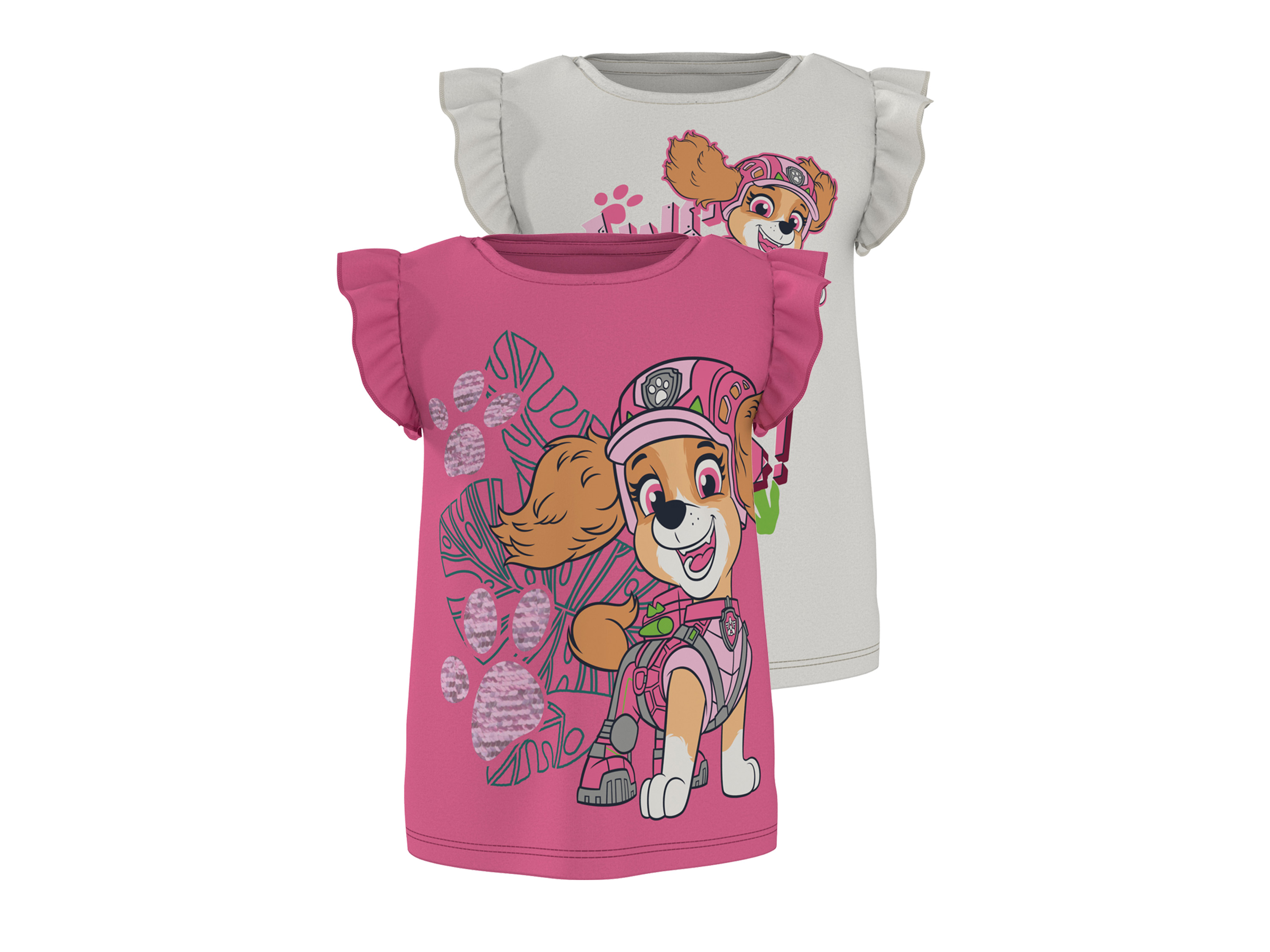 LUPILU® T-shirty dziecięce z bawełny, 2 sztuki (Różowy/ biały, 110/116)