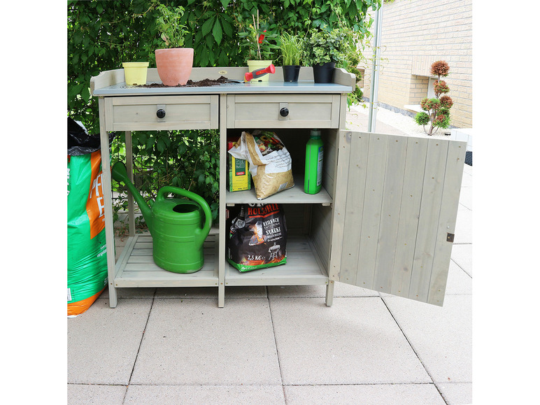 Pełny ekran: HABAU Stół do sadzenia z szafką, 98 x 48 x 95 cm, szary - zdjęcie 2