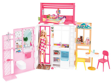 Barbie Składany i przenośny domek wakacyjny z lalką