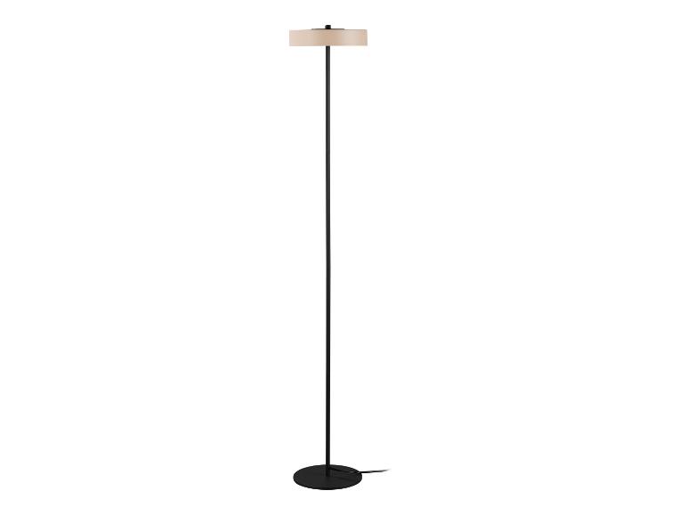 Nowoczesna czarna lampa podłogowa z beżowym abażurem