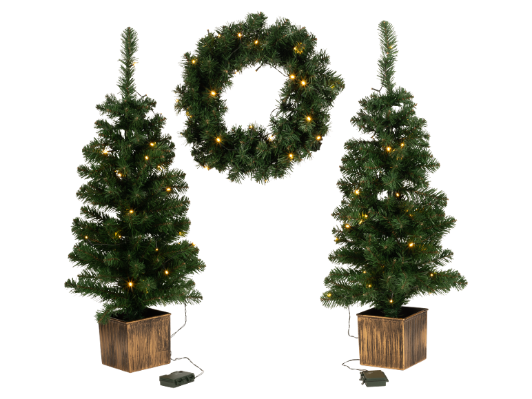 Zestaw: wieniec oraz 2 choinki LED