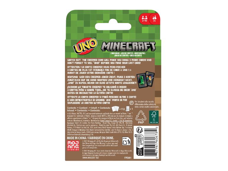 Gra karciana UNO z motywem Minecraft