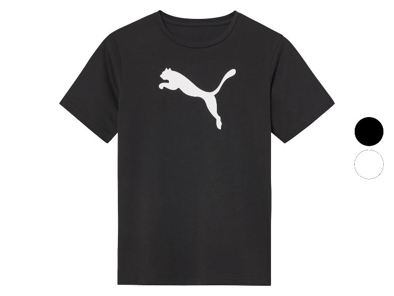 Czarny T-shirt z białym logo Pumy.
