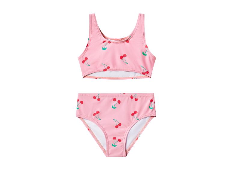Różowy strój kąpielowy bikini dla dzieci z nadrukiem wiśni