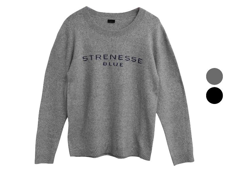 Szary sweter z okrągłym dekoltem i haftowanym logo „STRENESSE BLUE”