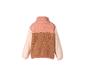 Polarowa kurtka w bloki kolorów: różowy, brązowy i kremowy