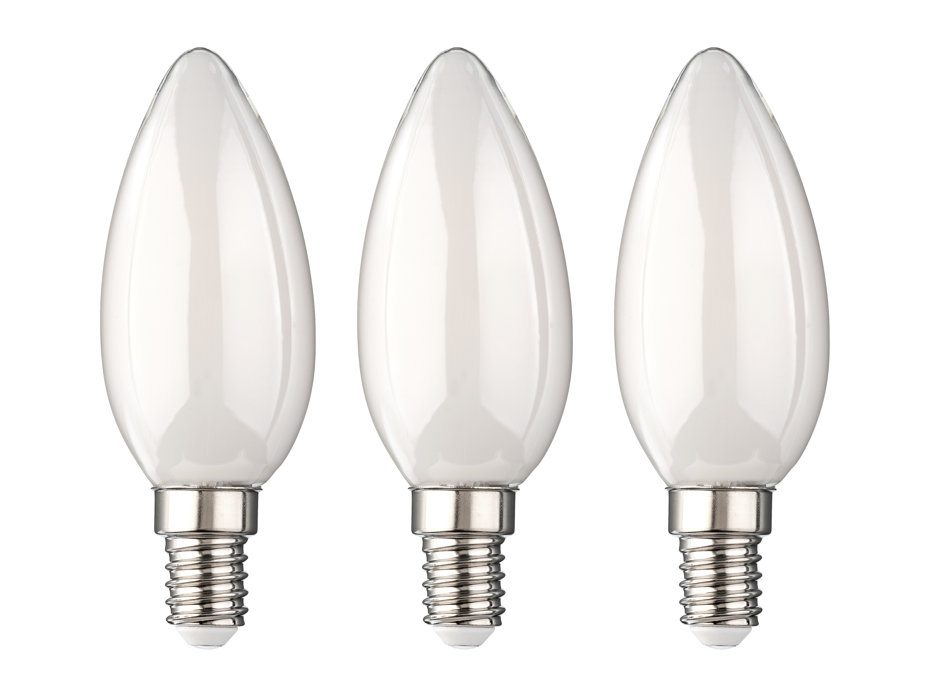 LIVARNO® Zestaw 3 sztuk żarówek filamentowych LED (Świeczka E14, mleczna)
