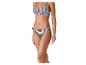Czarno-biały bikini w paski: trójkątny górny i wiązane dołu.