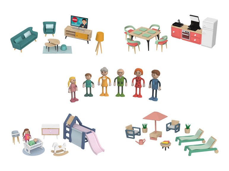 Pełny ekran: Playtive Zestaw miniaturowych mebelków lub lalek do domku dla lalek, 1 zestaw - zdjęcie 1