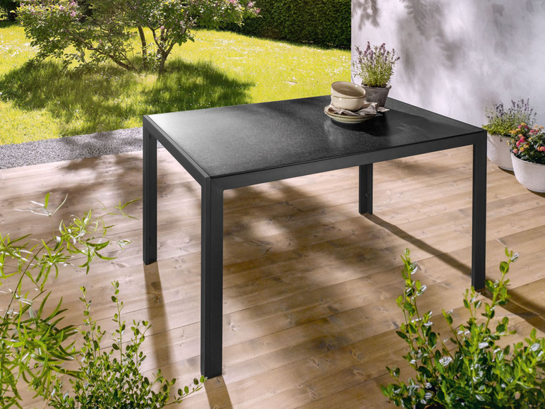 Pełny ekran: Livarno Home Aluminiowy stół ogrodowy Houston, 140 x 90 cm, z obracanym blatem, czarny - zdjęcie 2