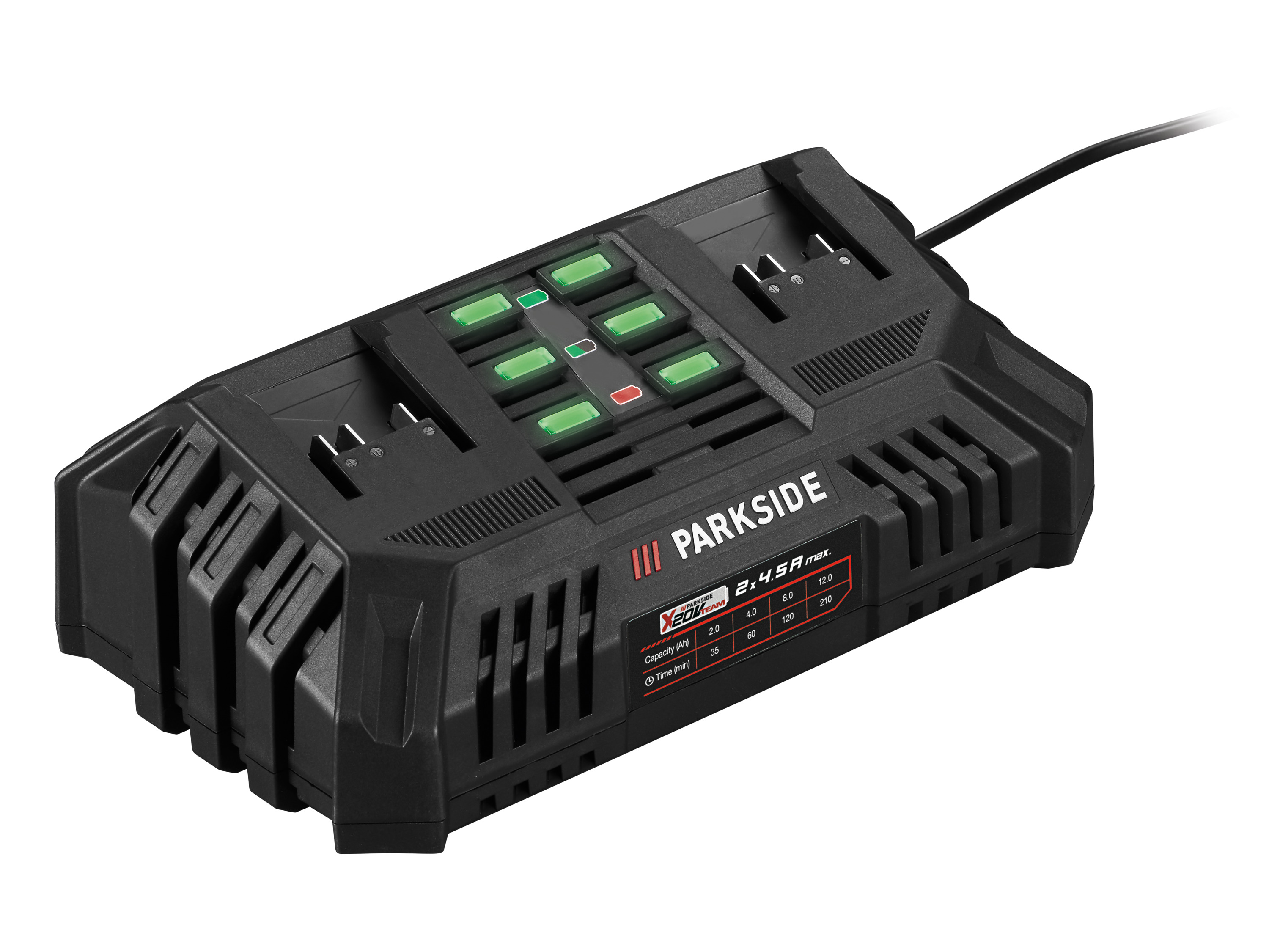 PARKSIDE® Podwójna ładowarka akumulatorowa 20 V / 2 x 4,5 A PDSLG 20 B1 (bez akumulatora)