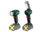 Dwie lampy robocze Parkside X20V Team z różnymi głowicami.