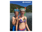 Dwoje dzieci z maskami i rurkami do snorkelingu Schildkröt na plaży.