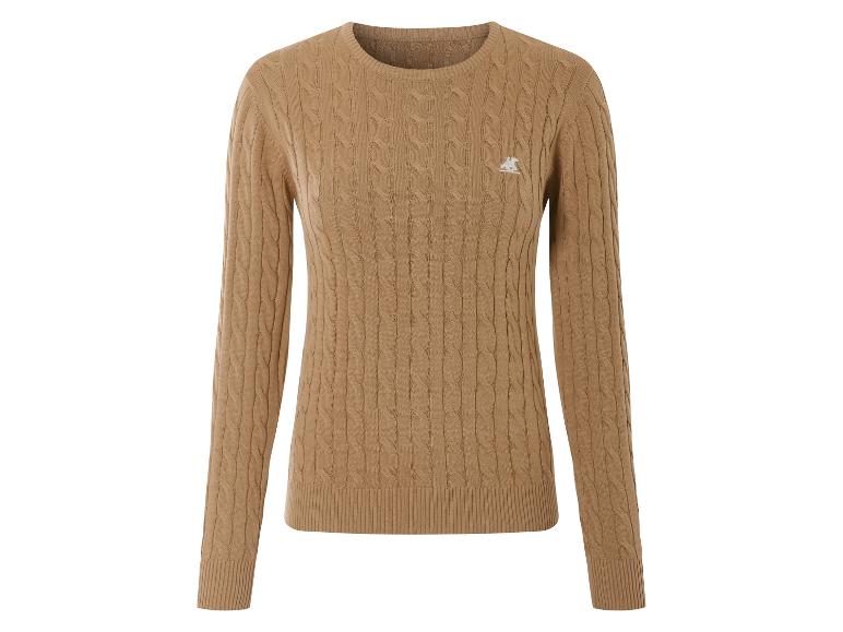 Beżowy sweter Lacoste z warkoczowym splotem