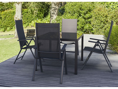 LIVARNO home Zestaw aluminiowych mebli ogrodowych Houston (stół + 4 krzesła składane), czarny/ antracyt