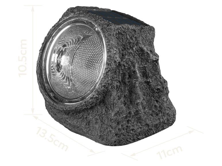 Lampa ogrodowa solarna w kształcie kamienia, wymiary 10.5cm x 13.5cm x 11cm