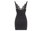 Czarna slip dress z koronkowym wykończeniem.