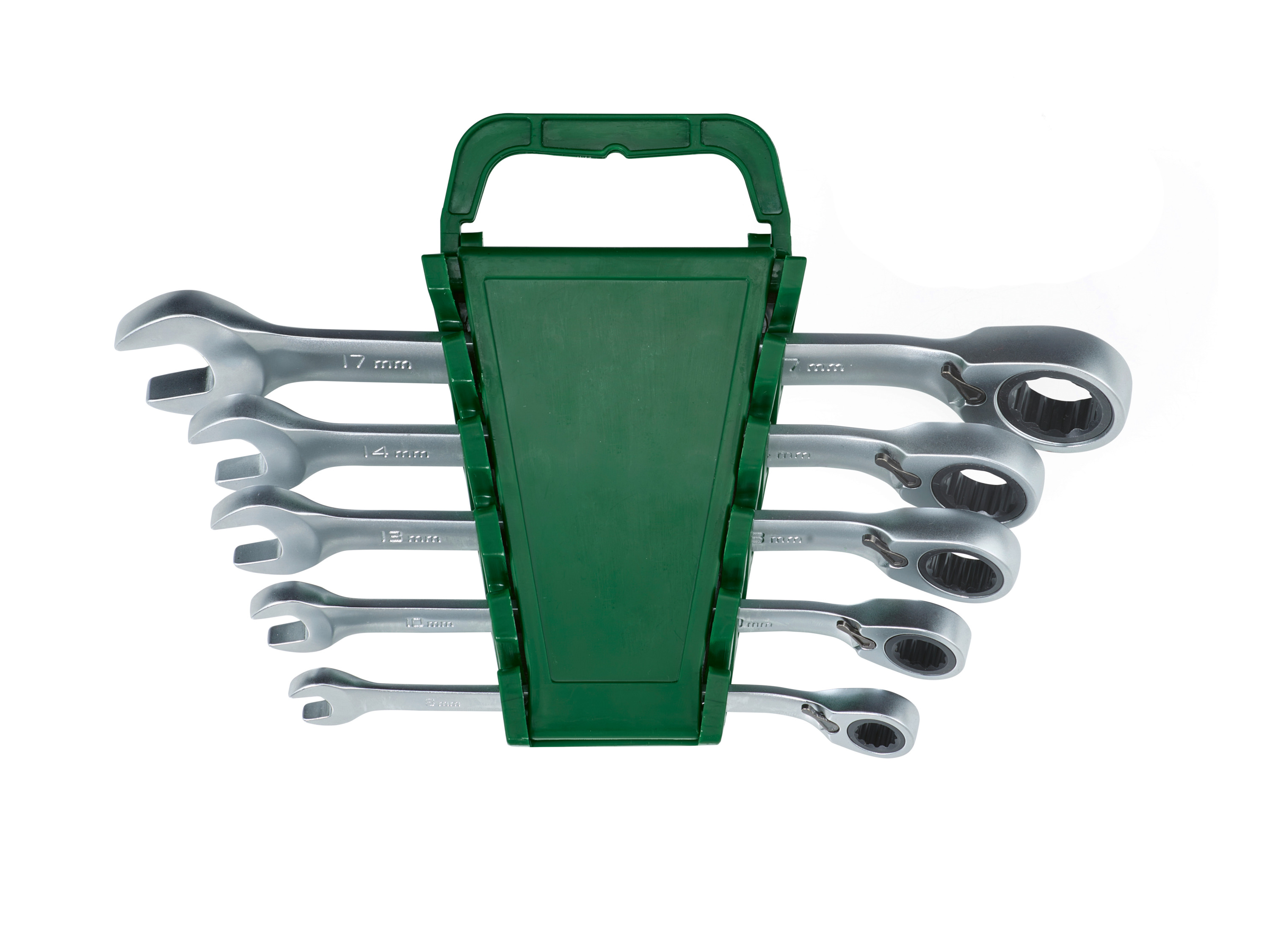 PARKSIDE® Zestaw kluczy płasko-oczkowych z grzechotką, 5 lub 6 elementów (Z korbką, 5 elementów)