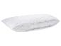 Biała poduszka z otwartym pokrowcem ochronnym, ukazującym wewnętrzne wypełnienie.