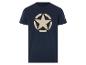 Granatowy T-shirt z beżową gwiazdą i logo Jeep.