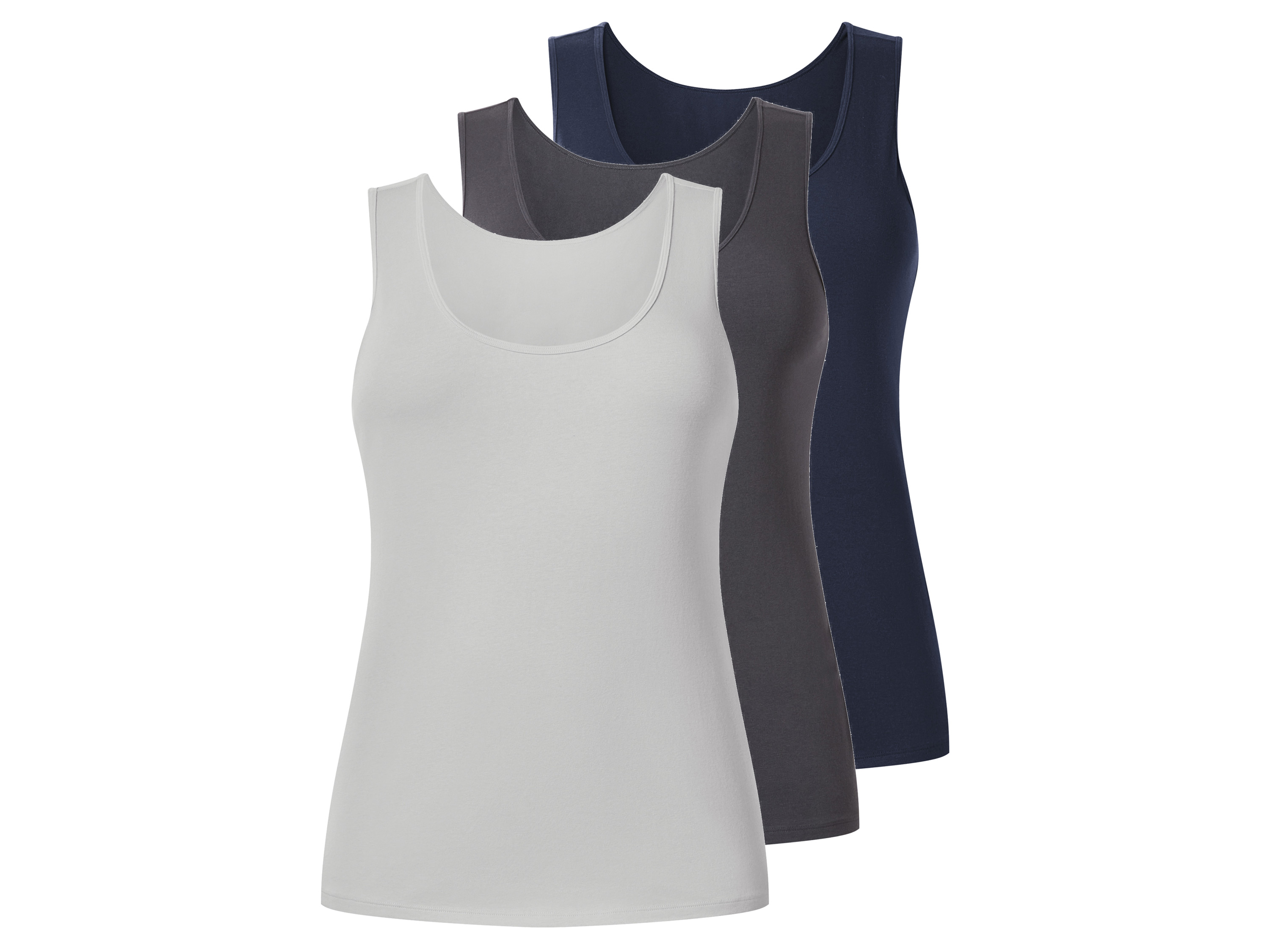 esmara® Koszulki damskie z bawełną na ramiączkach, 3 sztuki