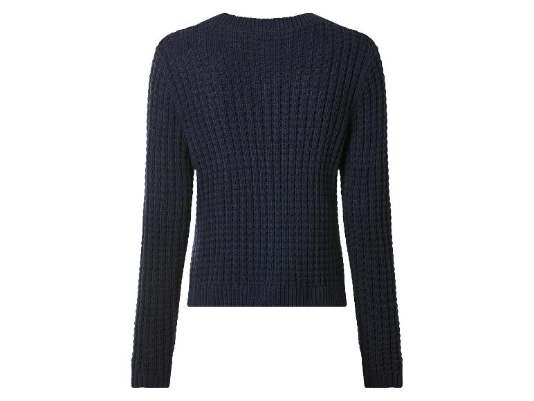 Granatowy sweter w prążki, widok z tyłu