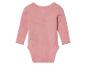 Różowy body niemowlęce z długim rękawem.