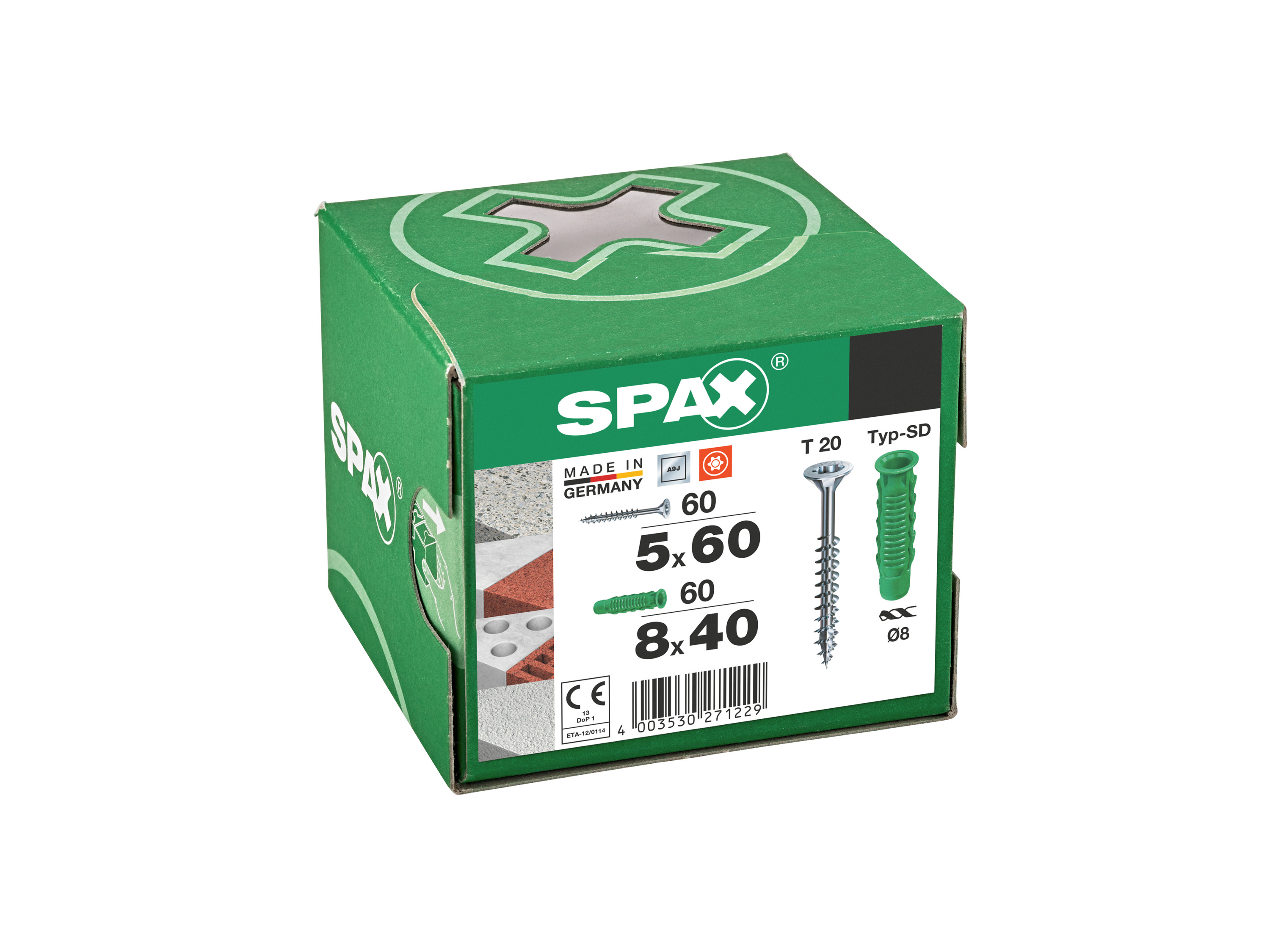 SPAX Zestaw kołków i wkrętów »WIROX«, 120 elementów, kołki rozporowe typ SD 8x40, wkręty uniwersalne 5x60