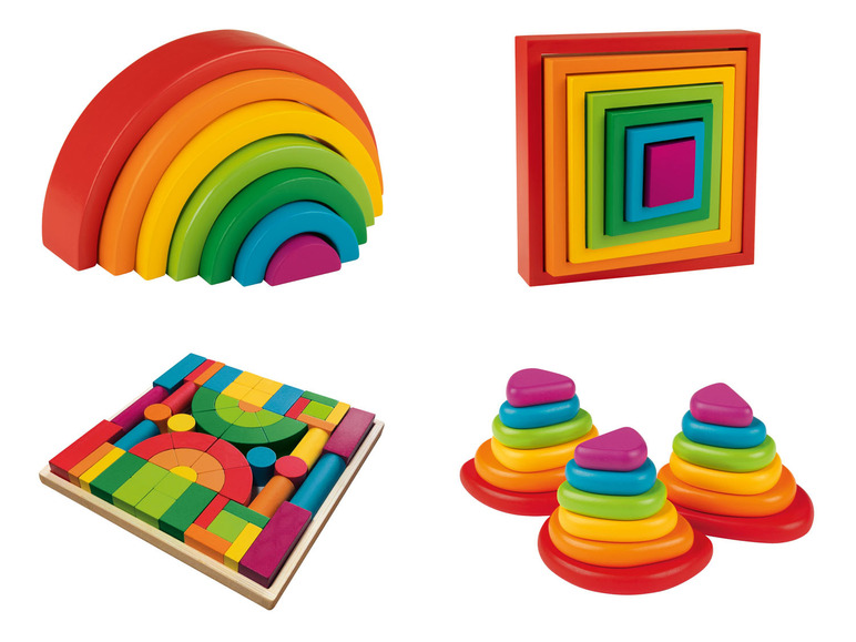 Pełny ekran: Playtive Drewniana układanka Montessori w kolorach tęczy, 1 zestaw - zdjęcie 1