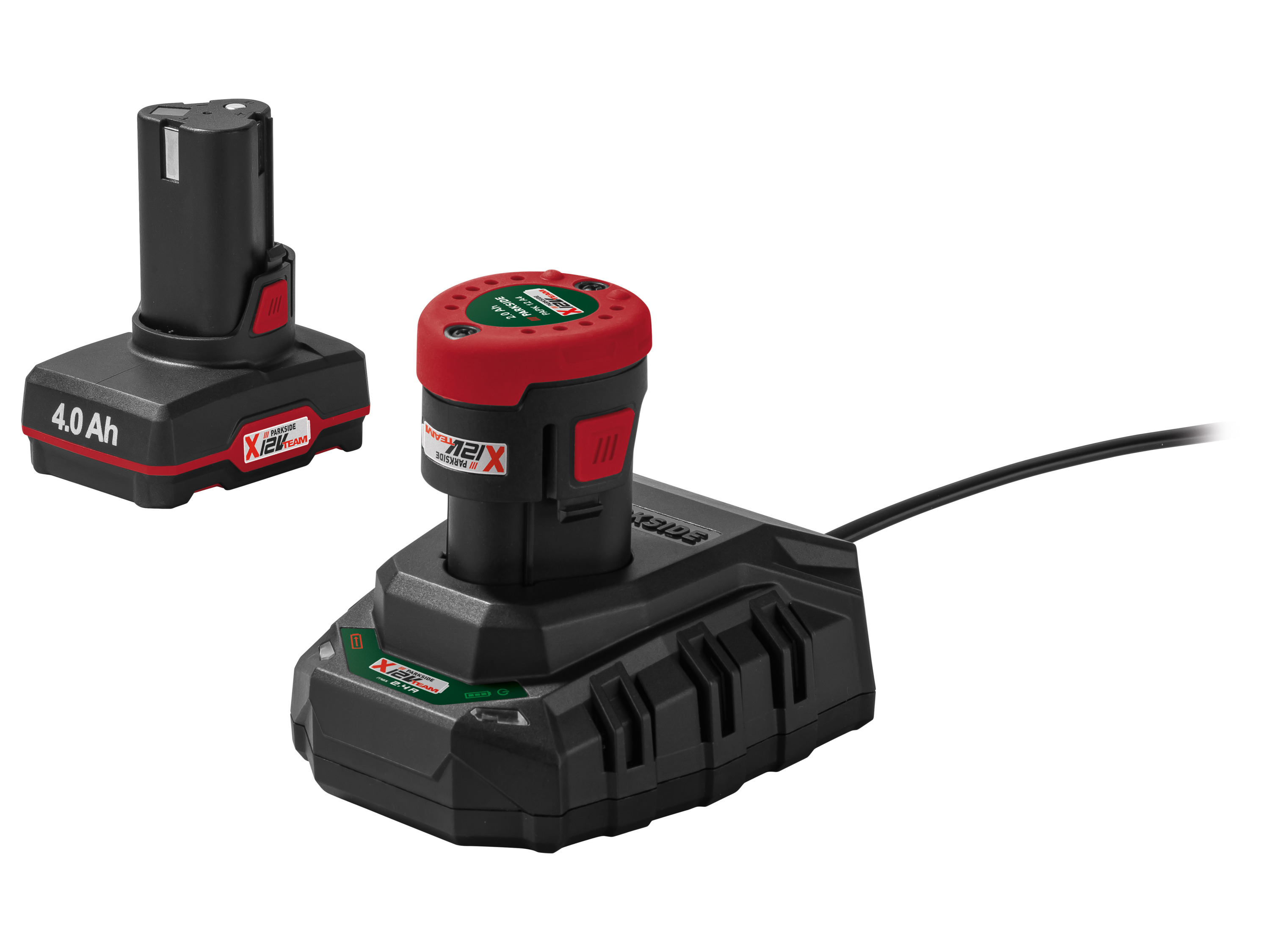 PARKSIDE® Zestaw 2 akumulatorów 12 V 2 Ah i 4 Ah z ładowarką 2,4 A
