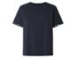 Granatowy T-shirt z krótkim rękawem z czarną koronkową lamówką