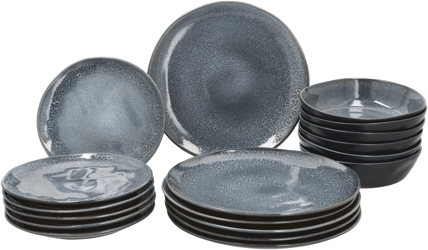 SILVERCREST® Serwis obiadowy z kamionki ,18-częściowy  (Czarny)