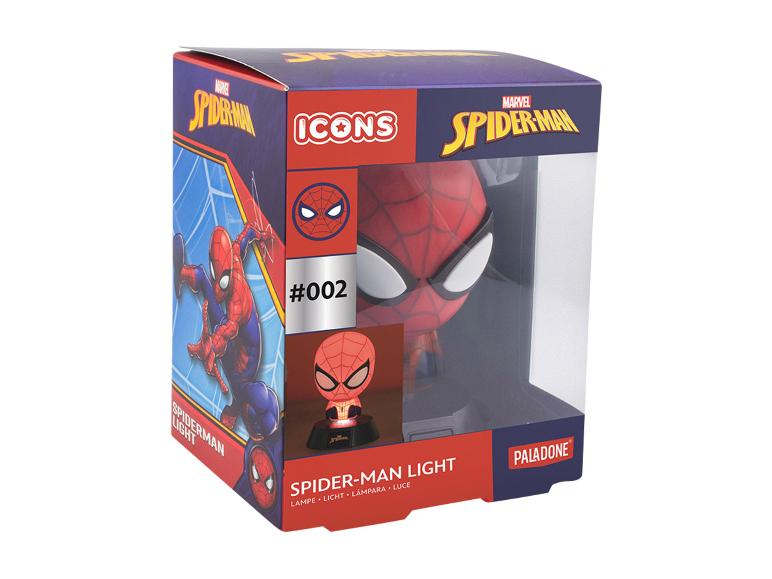 Lampa Spider-Man w pudełku z grafiką postaci i numerem #002.