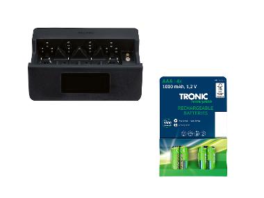 TRONIC® Zestaw Ładowarka sieciowa z szybkim ładowaniem i wyświetlaczem z 4 akumulatorkami AAA