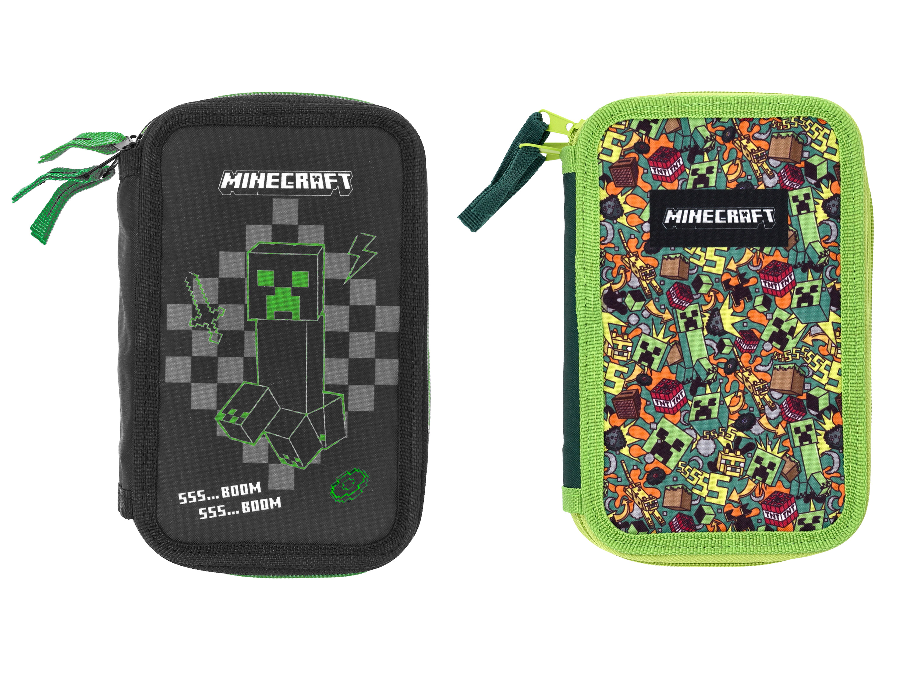Minecraft Piórnik trzykomorowy z wyposażeniem