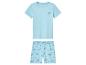 Zestaw: jasnoniebieska koszulka i spodenki z nadrukiem palm.