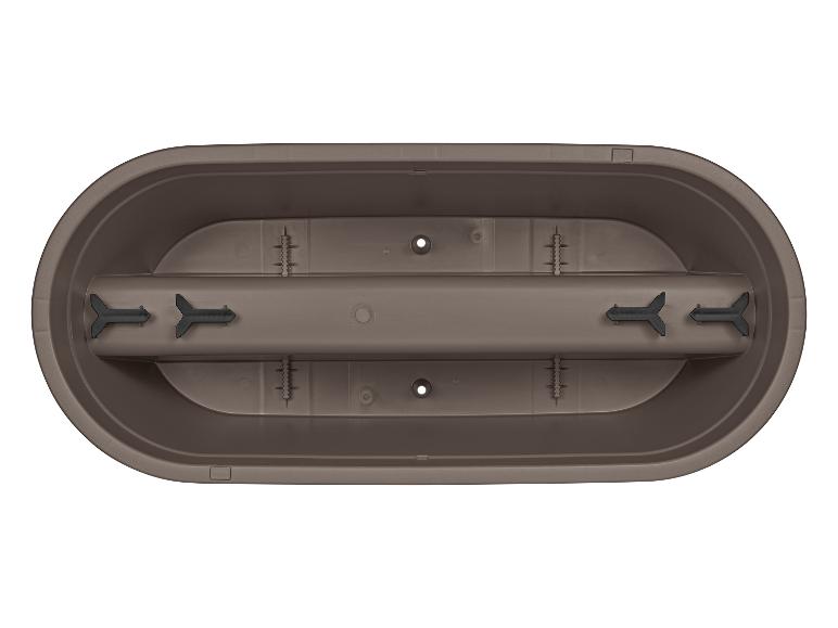 Brązowa, owalna doniczka z punktami mocowania