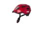 Czerwony kask rowerowy z czarnymi paskami