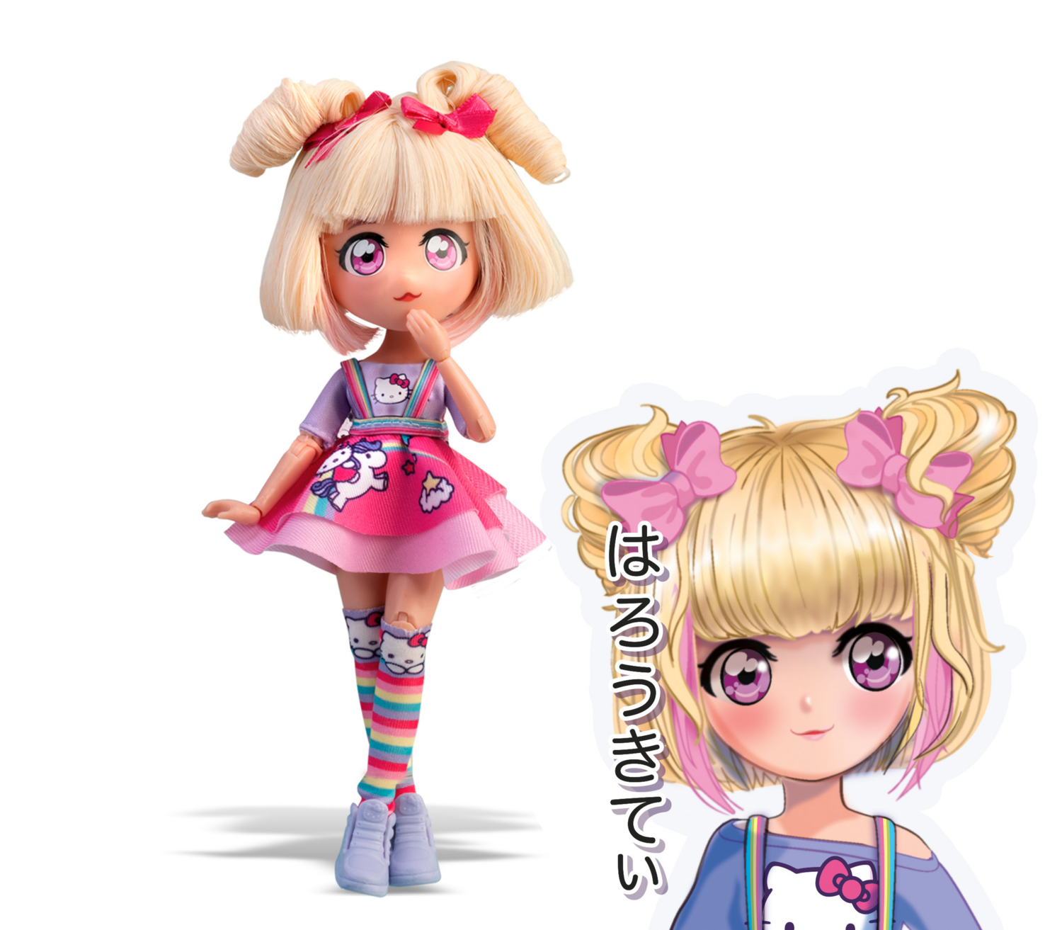 HELLO KITTY Manga Lalka, 19cm (Candy Unicorn – blond włosy)