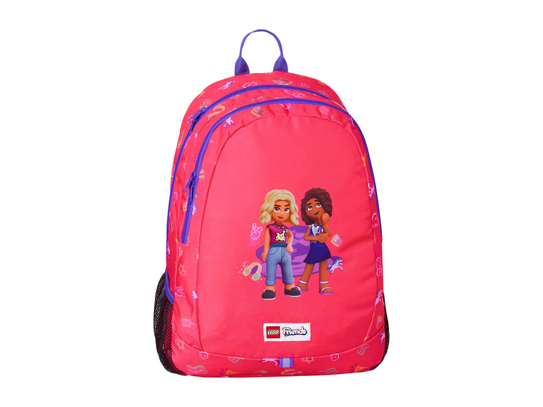 Różowy plecak LEGO Friends z dwoma lalkami.