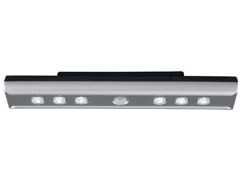 Srebrno-czarna lampa LED z czujnikiem ruchu