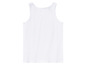 Biały tank top bez wzoru.